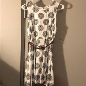 Fun black and white dress with braided waist belt